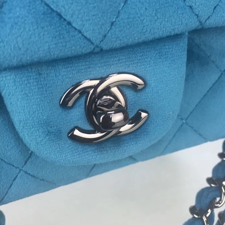 Chanel mini Classic Flap Bag Original Velet Leather A1116 Blue