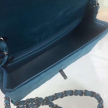 Chanel mini Classic Flap Bag Original Velet Leather A1116 Blue