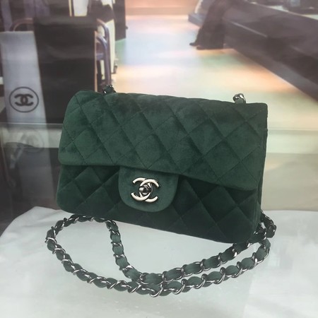 Chanel mini Classic Flap Bag Original Velet Leather A1116 Green