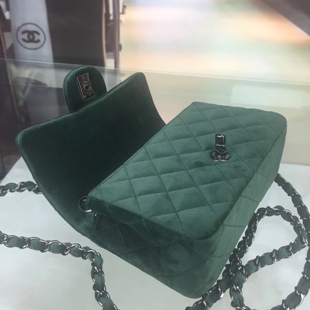 Chanel mini Classic Flap Bag Original Velet Leather A1116 Green