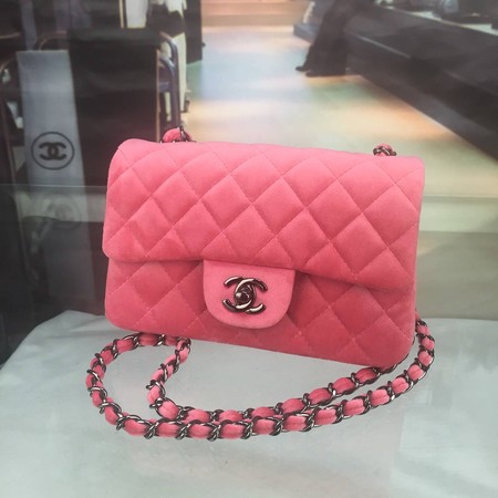 Chanel mini Classic Flap Bag Original Velet Leather A1116 Pink