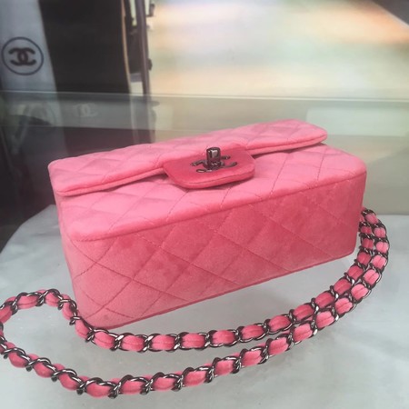 Chanel mini Classic Flap Bag Original Velet Leather A1116 Pink