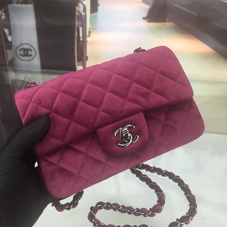 Chanel mini Classic Flap Bag Original Velet Leather A1116 Purple