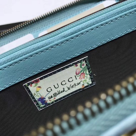 Gucci GG Marmont Velvet Zip Around Wallet 443123 SkyBlue