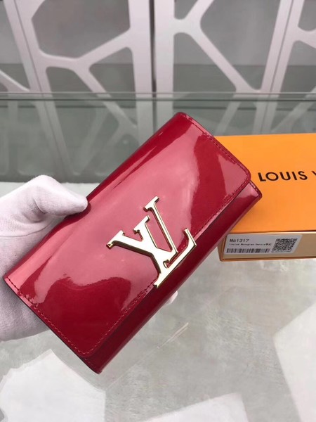 Louis Vuitton Patent Calf Leather LOUISE WALLET M64550 Wine