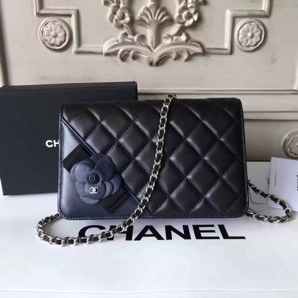 Chanel Camellia Flap Shoulder Bag Sheepskin Leather 88215D