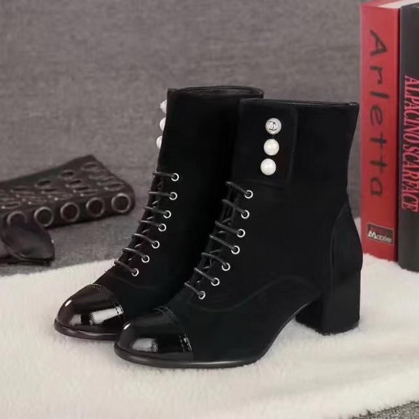 Chanel Ankle Boot Suede Leather CH2252 Black