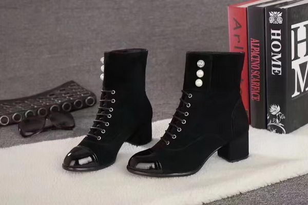 Chanel Ankle Boot Suede Leather CH2252 Black