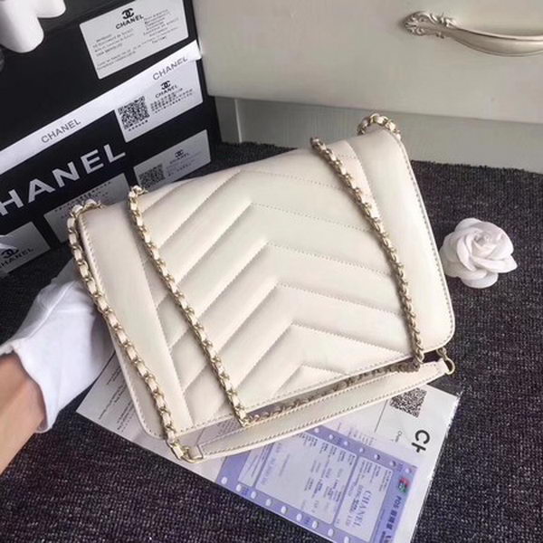 Chanel Classic Flap Bag Original Leather A77056 White