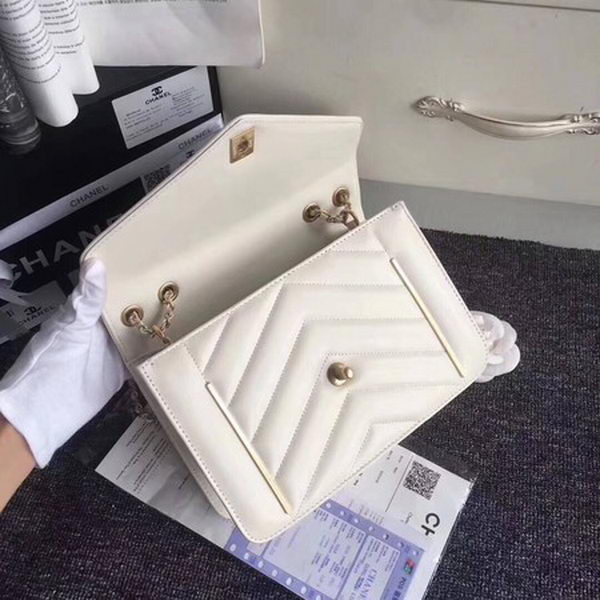 Chanel Classic Flap Bag Original Leather A77056 White