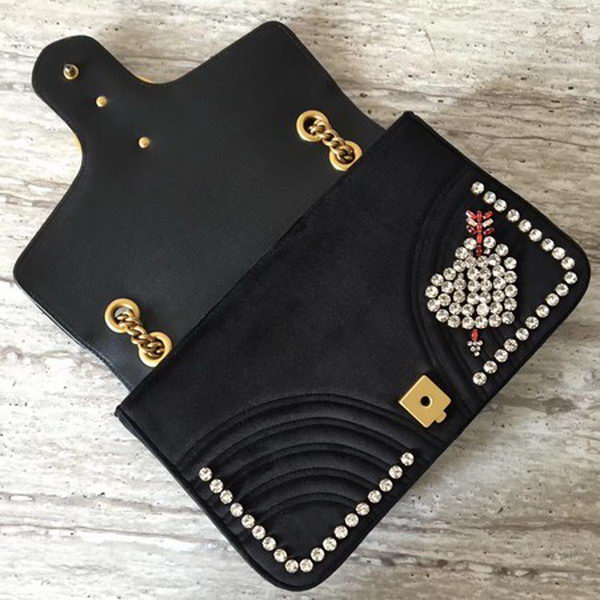 Gucci GG Marmont Embroidered Velvet Bag 443496 Black