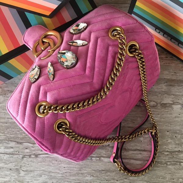 Gucci GG Marmont Small Chevron Shoulder Bag 443497 Pink