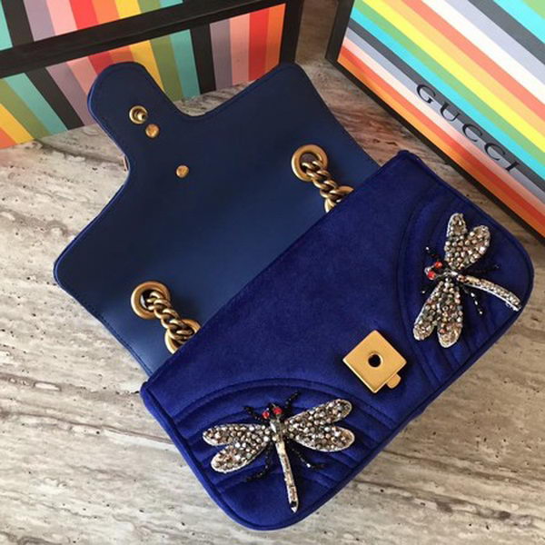 Gucci GG Marmont Embroidered Velvet mini Bag 446744 Royal