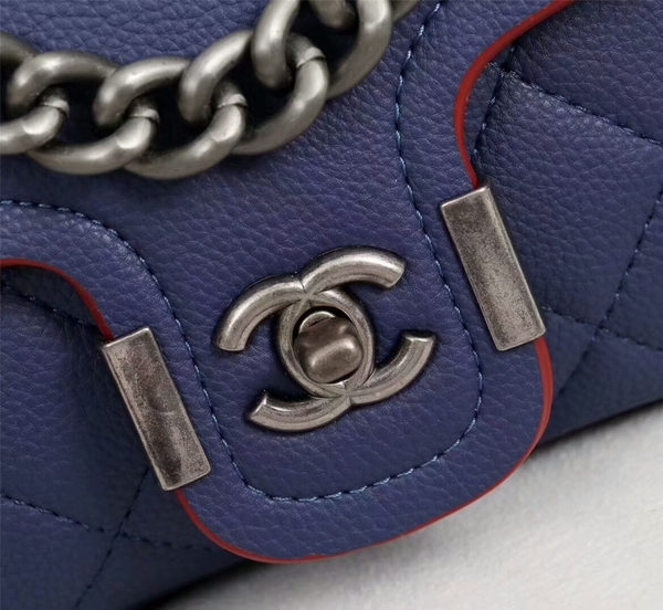 Chanel Calfskin Leather Flap Shoulder Bag 81733 Blue