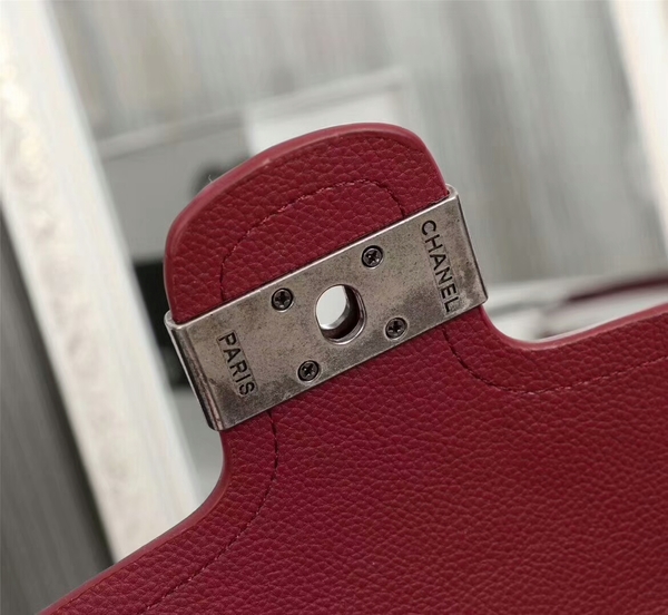 Chanel Calfskin Leather Flap Shoulder Bag 81733 Marroon