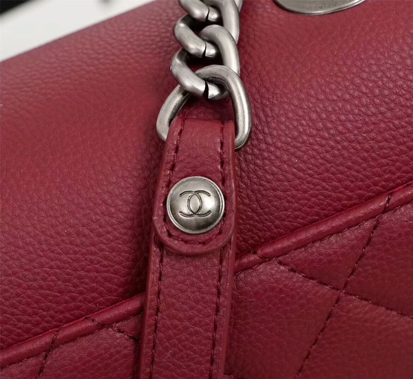 Chanel Calfskin Leather Flap Shoulder Bag 81733 Marroon