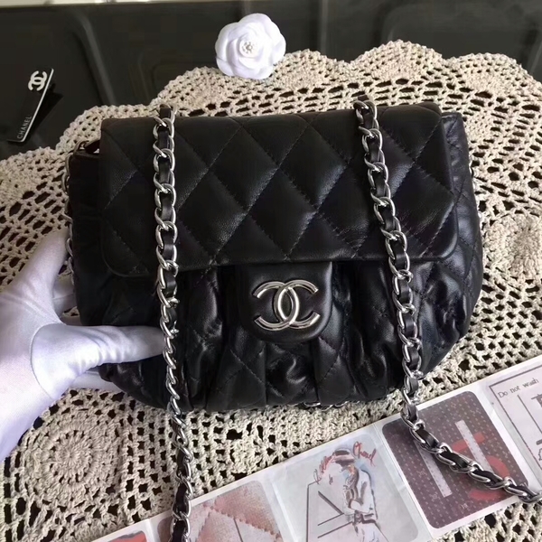 Chanel Falp Shoulder Bag Sheepskin Leather 8006A Black