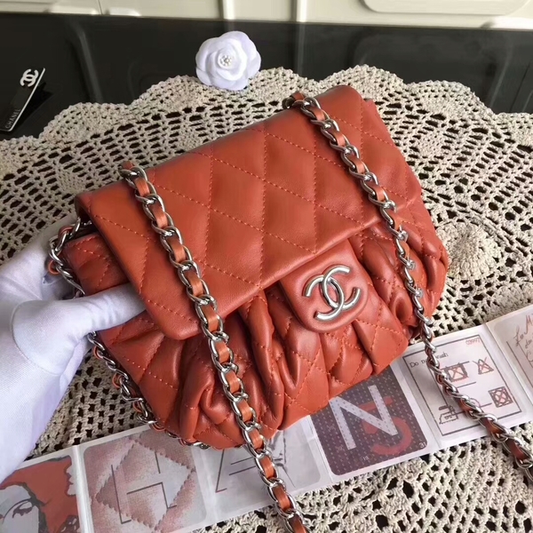 Chanel Falp Shoulder Bag Sheepskin Leather 8006A Orange