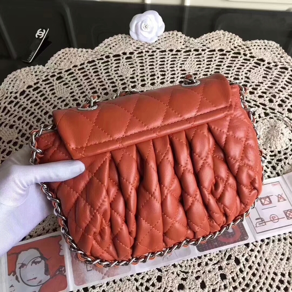 Chanel Falp Shoulder Bag Sheepskin Leather 8006A Orange