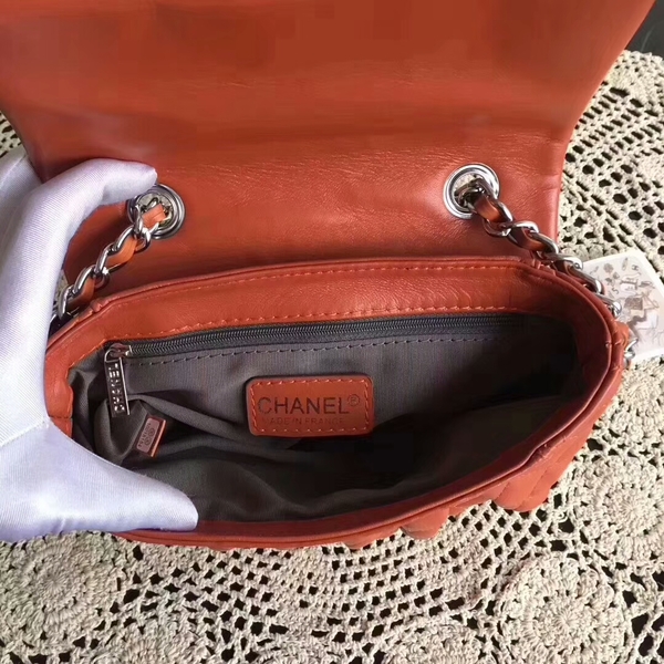 Chanel Falp Shoulder Bag Sheepskin Leather 8006A Orange