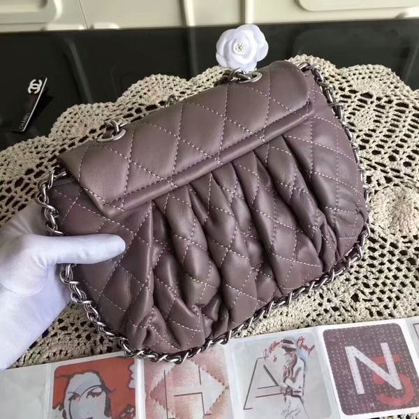 Chanel Falp Shoulder Bag Sheepskin Leather 8006A Purple