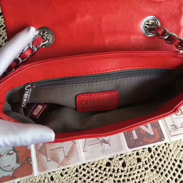 Chanel Falp Shoulder Bag Sheepskin Leather 8006A Red