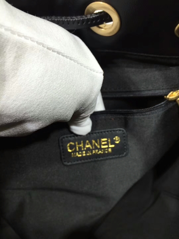 2017 Chanel Original Sheepskin Leather Bucket Bag 28172 Black
