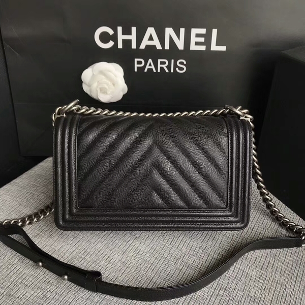 Boy Chanel Original Chevron Leather 67086 Black