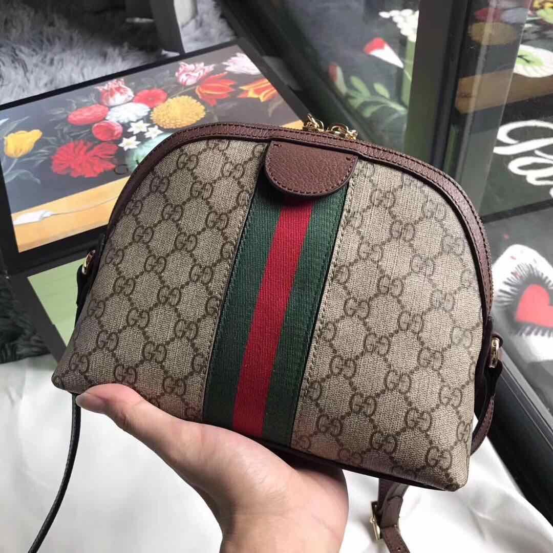 Gucci Ophidia Canvas Shoulder Bag 499621 Brown