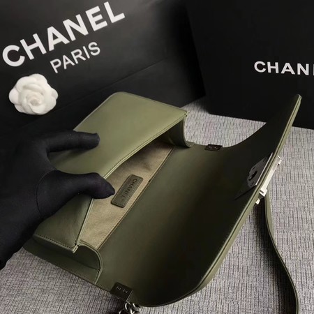 Boy Chanel Flap Bag Original Chevron Leather A67086V Green