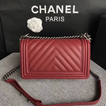 Boy Chanel Flap Bag Original Chevron Leather A67086V Red