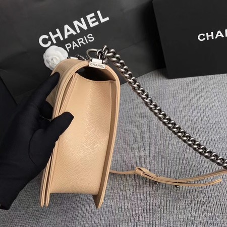 Boy Chanel Flap Shoulder Bag Apricot Original Cannage Pattern A67087 Silver