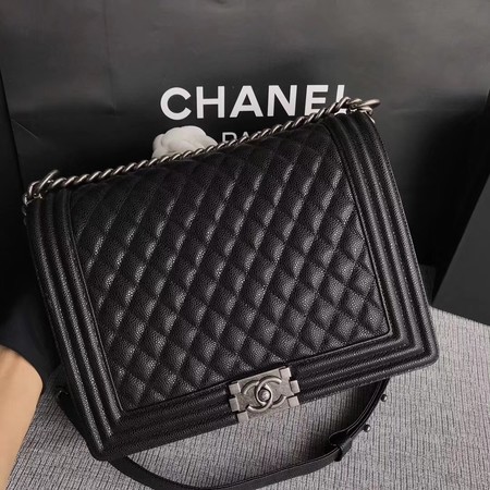 Boy Chanel Flap Shoulder Bag Black Original Cannage Pattern A67087 Silver