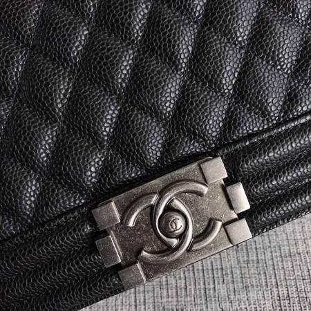 Boy Chanel Flap Shoulder Bag Black Original Cannage Pattern A67087 Silver