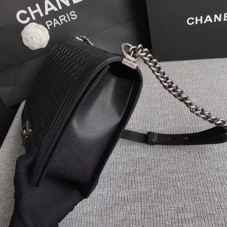 Boy Chanel Flap Shoulder Bag Black Original Cannage Pattern A67087 Silver