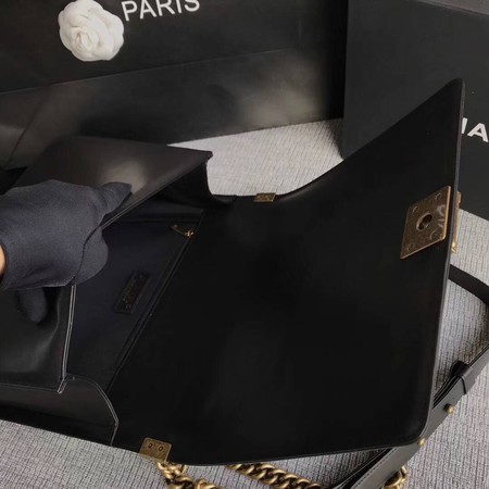 Boy Chanel Flap Shoulder Bag Black Original Sheepskin Leather A67087 Gold