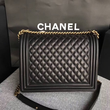 Boy Chanel Flap Shoulder Bag Black Original Sheepskin Leather A67087 Gold