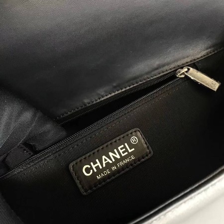 Boy Chanel Flap Shoulder Bag Black Original Sheepskin Leather A67087 Silver