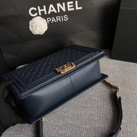 Boy Chanel Flap Shoulder Bag Blue Original Cannage Pattern A67087 Gold