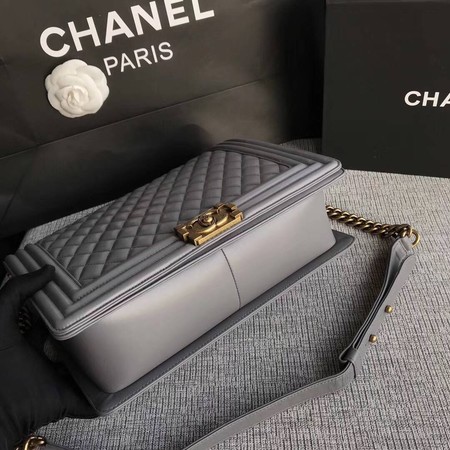 Boy Chanel Flap Shoulder Bag Grey Original Sheepskin Leather A67087 Gold