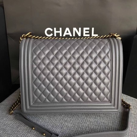 Boy Chanel Flap Shoulder Bag Grey Original Sheepskin Leather A67087 Gold