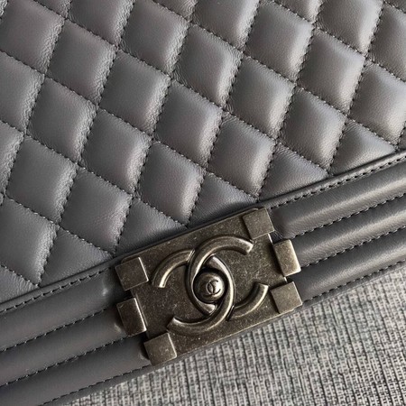 Boy Chanel Flap Shoulder Bag Grey Original Sheepskin Leather A67087 Silver