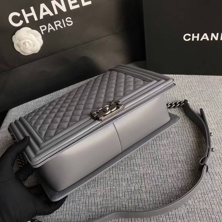 Boy Chanel Flap Shoulder Bag Grey Original Sheepskin Leather A67087 Silver