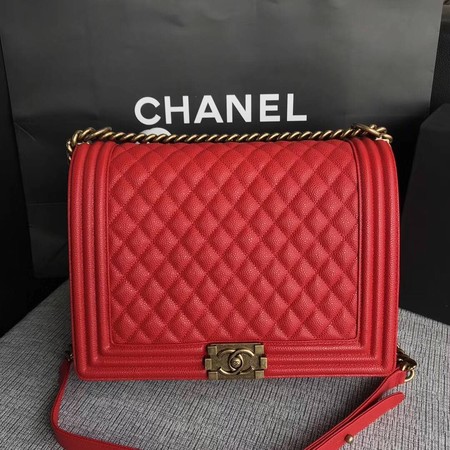 Boy Chanel Flap Shoulder Bag Red Original Cannage Pattern A67087 Gold