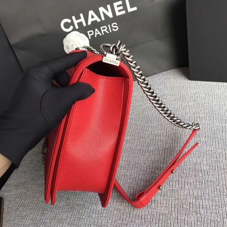 Boy Chanel Flap Shoulder Bag Red Original Cannage Pattern A67087 Silver