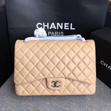 Chanel Maxi Quilted Classic Flap Bag Apricot Sheepskin Leather A58601 Silver