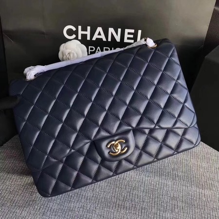 Chanel Maxi Quilted Classic Flap Bag Blue Sheepskin Leather A58601 Gold