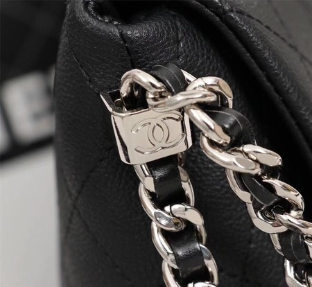 Chanel Classic Flap Bag Calfskin Leather A33654 Black
