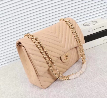 Chanel Maxi Classic Flap Bag Apricot Chevron Sheepskin Leather A58601 Gold