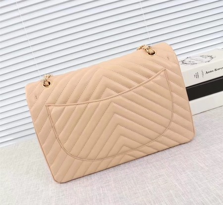 Chanel Maxi Classic Flap Bag Apricot Chevron Sheepskin Leather A58601 Gold